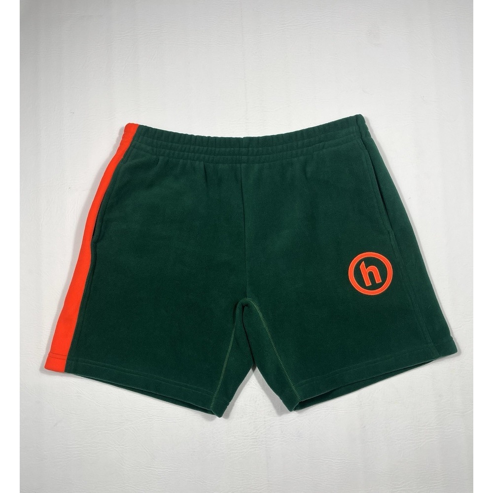 HiddenNY Shorts Mens XL Green Orange Polar Fleece Streetwear